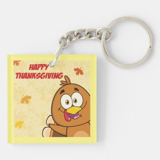 Funny Happy Thanksgiving Sleutelhanger (Achterkant)