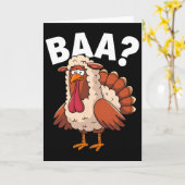 Funny Happy Thanksgiving Turkey A Lamb Costume  Kaart (Gele Bloem)