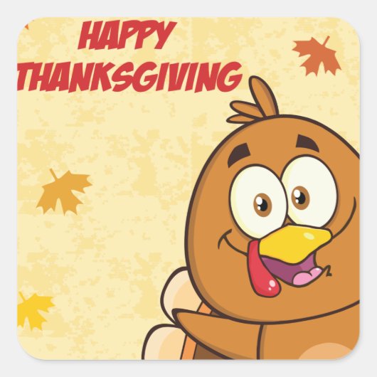 Funny Happy Thanksgiving Vierkante Sticker (Voorkant)
