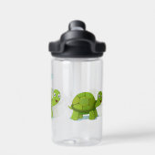 Funny Happy Tortoise Cartoon Waterfles (Achterkant)