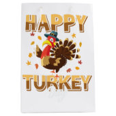Funny Happy Turkey Thanksgiving Medium Cadeauzakje (Voorkant)