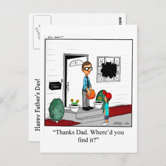 Funny Happy Vaderdag Briefkaart (Voorkant / Achterkant)