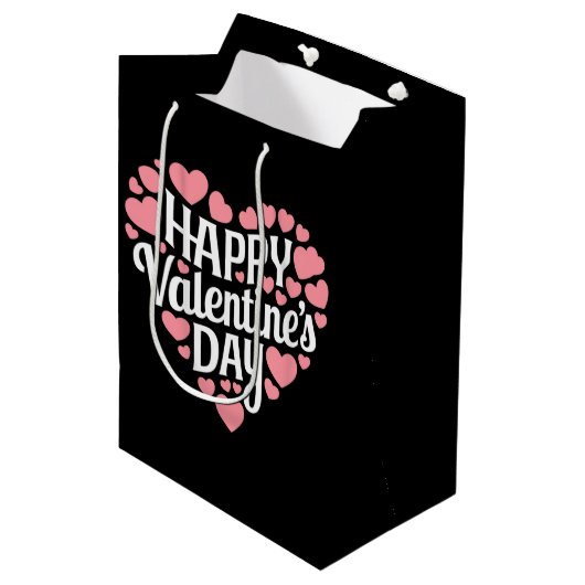 Funny Happy Valentijnsdag Hart Liefde Valentijn Medium Cadeauzakje (Voorkant Gekanteld)