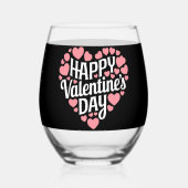 Funny Happy Valentijnsdag Hart Liefde Valentijn Wijnglas Zonder Voet (Achterkant)