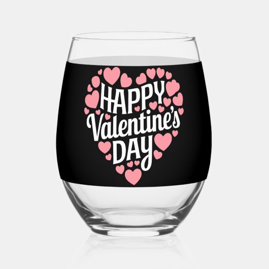 Funny Happy Valentijnsdag Hart Liefde Valentijn Wijnglas Zonder Voet (Achterkant)