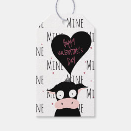 Funny Happy Valentijnsdag "Mine Pattern" Koe Cadeaulabel