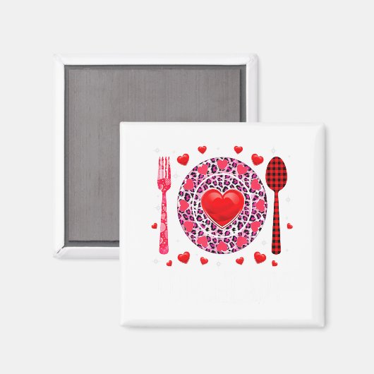 Funny Happy Valentines Day Lunch Lady Leopard Hea Magneet (Voorkant / Achterkant)