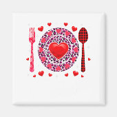 Funny Happy Valentines Day Lunch Lady Leopard Hea Magneet (Voorkant)