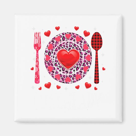 Funny Happy Valentines Day Lunch Lady Leopard Hea  Magneet (Voorkant)