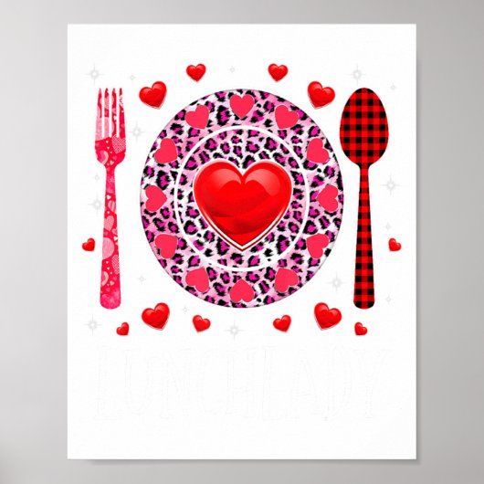 Funny Happy Valentines Day Lunch Lady Leopard Hea  Poster (Voorkant)