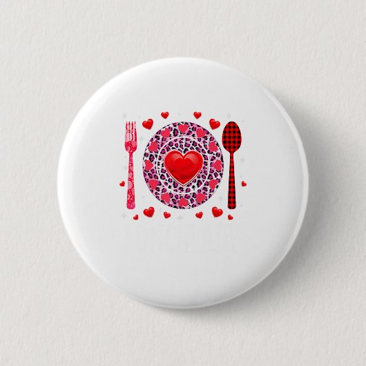 Funny Happy Valentines Day Lunch Lady Leopard Hea  Ronde Button 5,7 Cm (Voorkant)