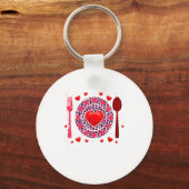 Funny Happy Valentines Day Lunch Lady Leopard Hea Sleutelhanger (Voorkant)