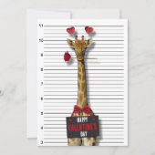 Funny Happy Valentine's Day Mugshot Guilty Giraffe Kaart (Voorkant)