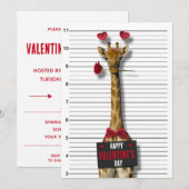 Funny Happy Valentine's Day Mugshot Guilty Giraffe Kaart (Voorkant / Achterkant)