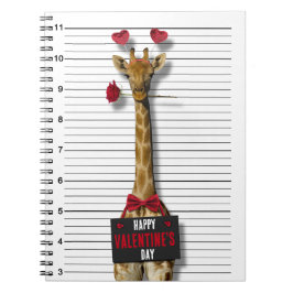 Funny Happy Valentine's Day Mugshot Guilty Giraffe Notitieboek