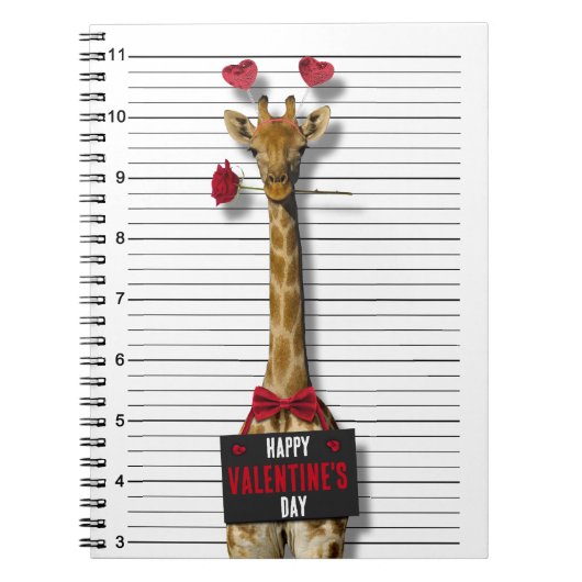 Funny Happy Valentine's Day Mugshot Guilty Giraffe Notitieboek (Voorkant)