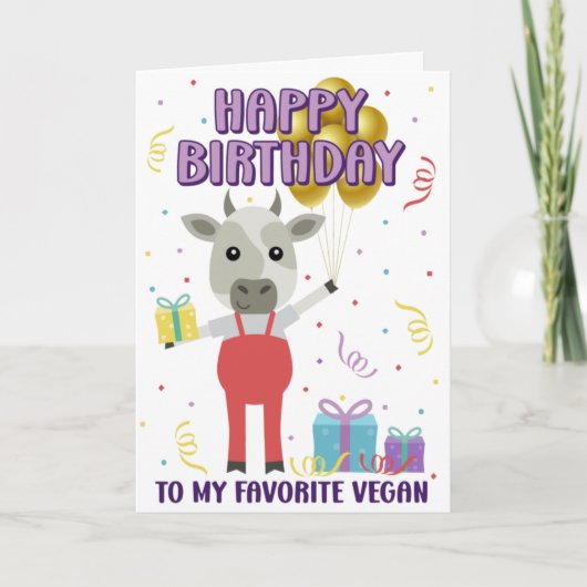 Funny Happy Vegan Birthday Kaart (Voorkant)