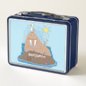 Funny happy walrus cartoon illustratie (Achterkant)
