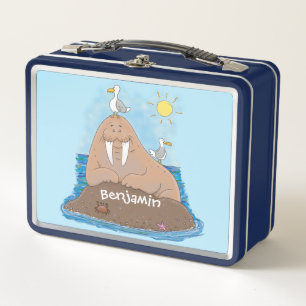 Funny happy walrus cartoon illustratie