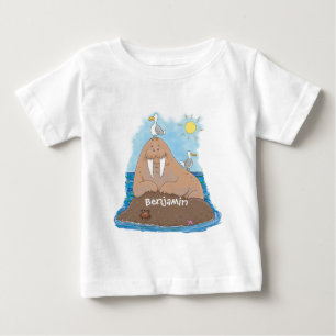 Funny happy walrus cartoon illustratie