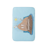 Funny happy walrus cartoon illustratie badmat (Voorkant Verticaal)