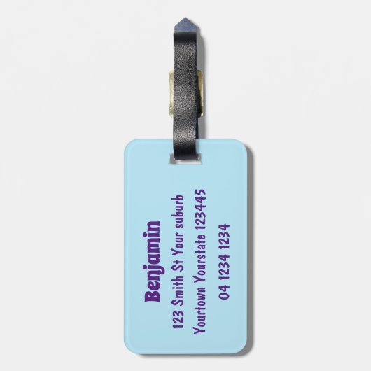 Funny happy walrus cartoon illustratie bagagelabel (Achterkant verticaal)