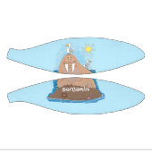 Funny happy walrus cartoon illustratie basketbal (Panelen)