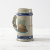 Funny happy walrus cartoon illustratie bierpul (Voorkant links)