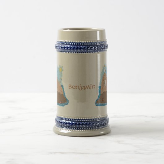 Funny happy walrus cartoon illustratie bierpul (Center)