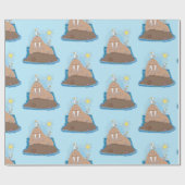 Funny happy walrus cartoon illustratie cadeaupapier (Vlak)