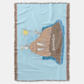 Funny happy walrus cartoon illustratie deken (Voorkant Verticaal)