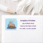 Funny happy walrus cartoon illustratie etiket (Insitu)