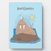 Funny happy walrus cartoon illustratie fotoplaat (voorkant)