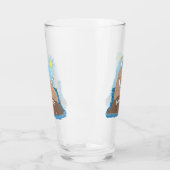 Funny happy walrus cartoon illustratie glas (Links)