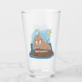 Funny happy walrus cartoon illustratie glas (Voorkant)