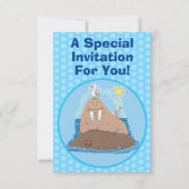 Funny happy walrus cartoon illustratie kaart (Achterkant)