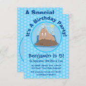 Funny happy walrus cartoon illustratie kaart (Voorkant / Achterkant)