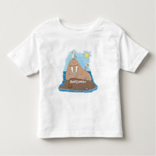 Funny happy walrus cartoon illustratie kinder shirts