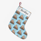 Funny happy walrus cartoon illustratie kleine kerstsok (Voorkant (Hangend))