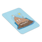 Funny happy walrus cartoon illustratie magneet (Rechterzijde)