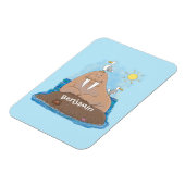 Funny happy walrus cartoon illustratie magneet (Linkerzijde)