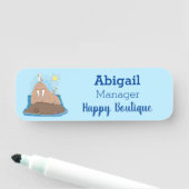 Funny happy walrus cartoon illustratie naamplaatje (In situ)