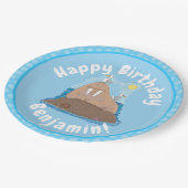 Funny happy walrus cartoon illustratie papieren bordje (Gekanteld)