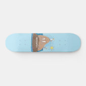 Funny happy walrus cartoon illustratie persoonlijk skateboard (Horizontaal)