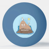 Funny happy walrus cartoon illustratie pingpongbal (Achterkant)