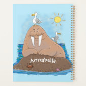 Funny happy walrus cartoon illustratie planner (Achterkant)
