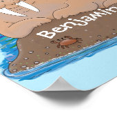 Funny happy walrus cartoon illustratie poster (Hoek)