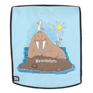 Funny happy walrus cartoon illustratie rugtassen