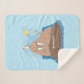 Funny happy walrus cartoon illustratie sherpa deken (Voorkant (horizontaal))