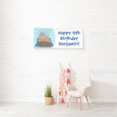 Funny happy walrus cartoon illustratie spandoek (Insitu)